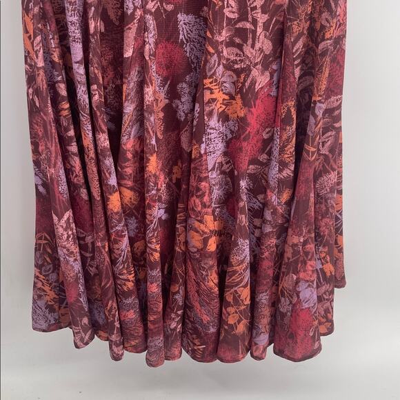 Anthropologie Floral Fall Long autumnal midi maxi tulip skirt sz 4 - Picture 3 of 6